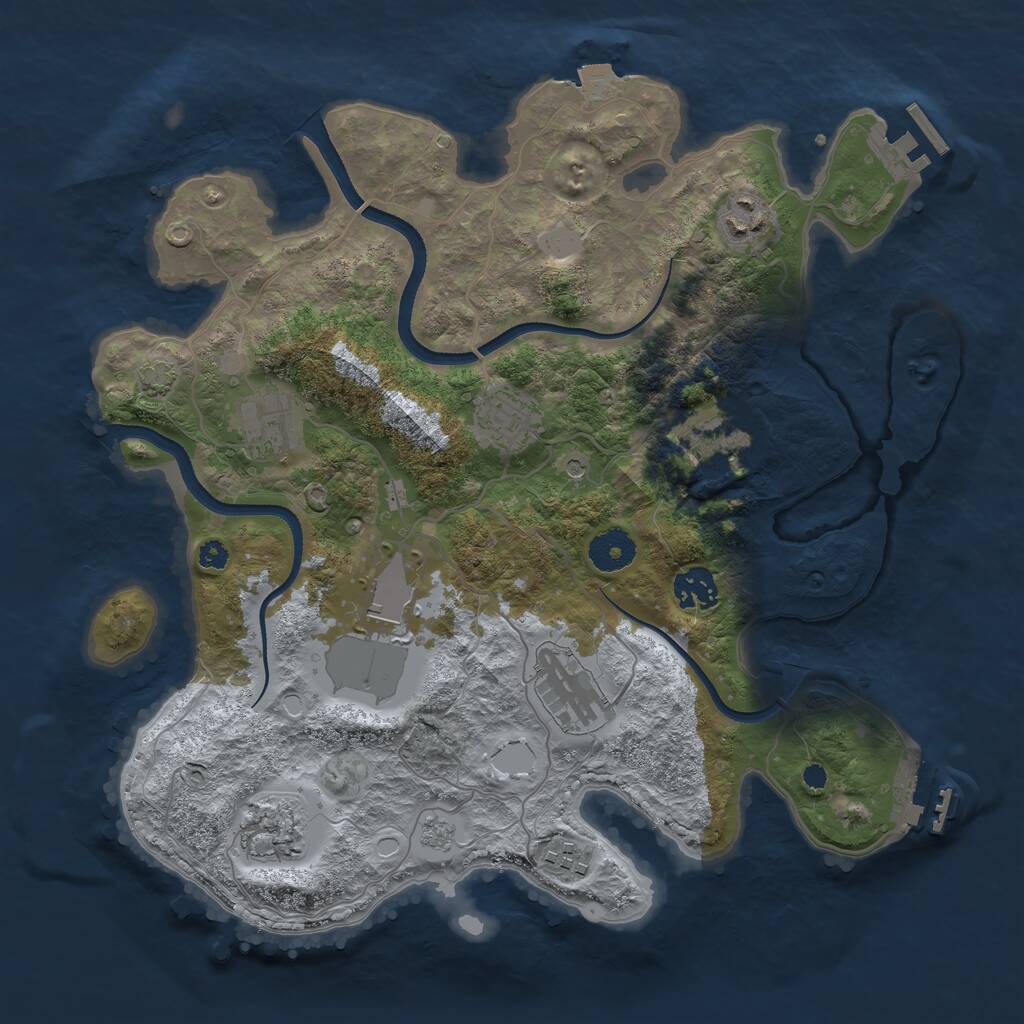 Rust Map: Procedural Map, Size: 3500, Seed: 694201, 15 Monuments