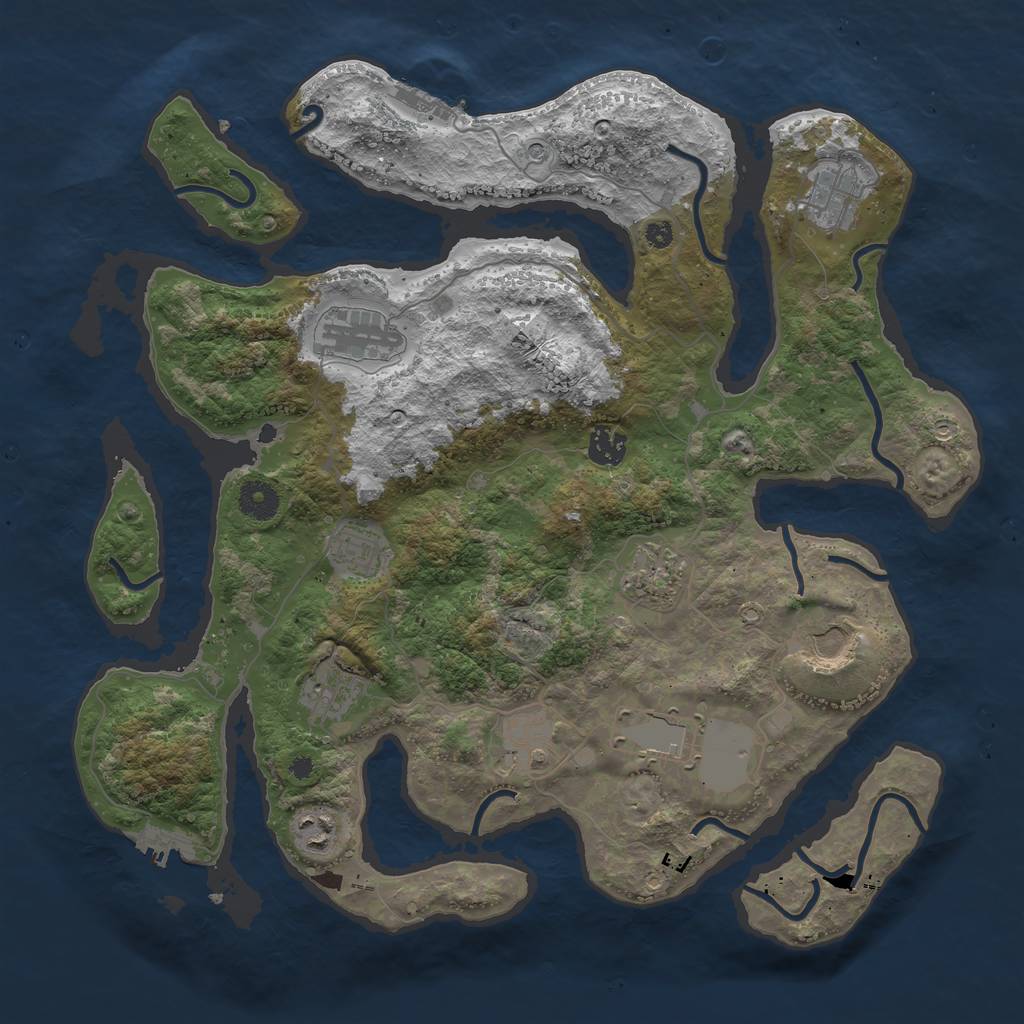 Rust Map: Procedural Map, Size: 3850, Seed: 1284910816, 15 Monuments