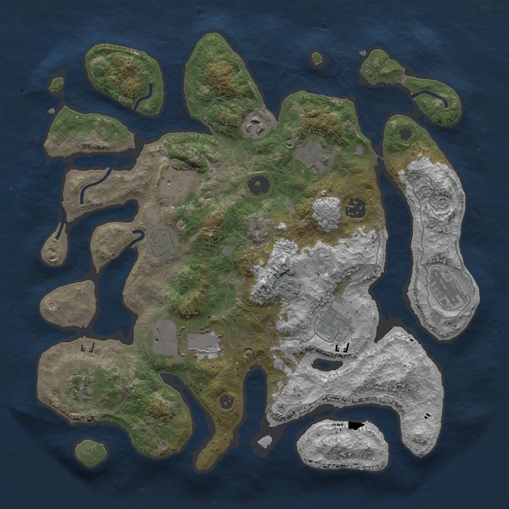 Rust Map: Procedural Map, Size: 3700, Seed: 157393021, 13 Monuments