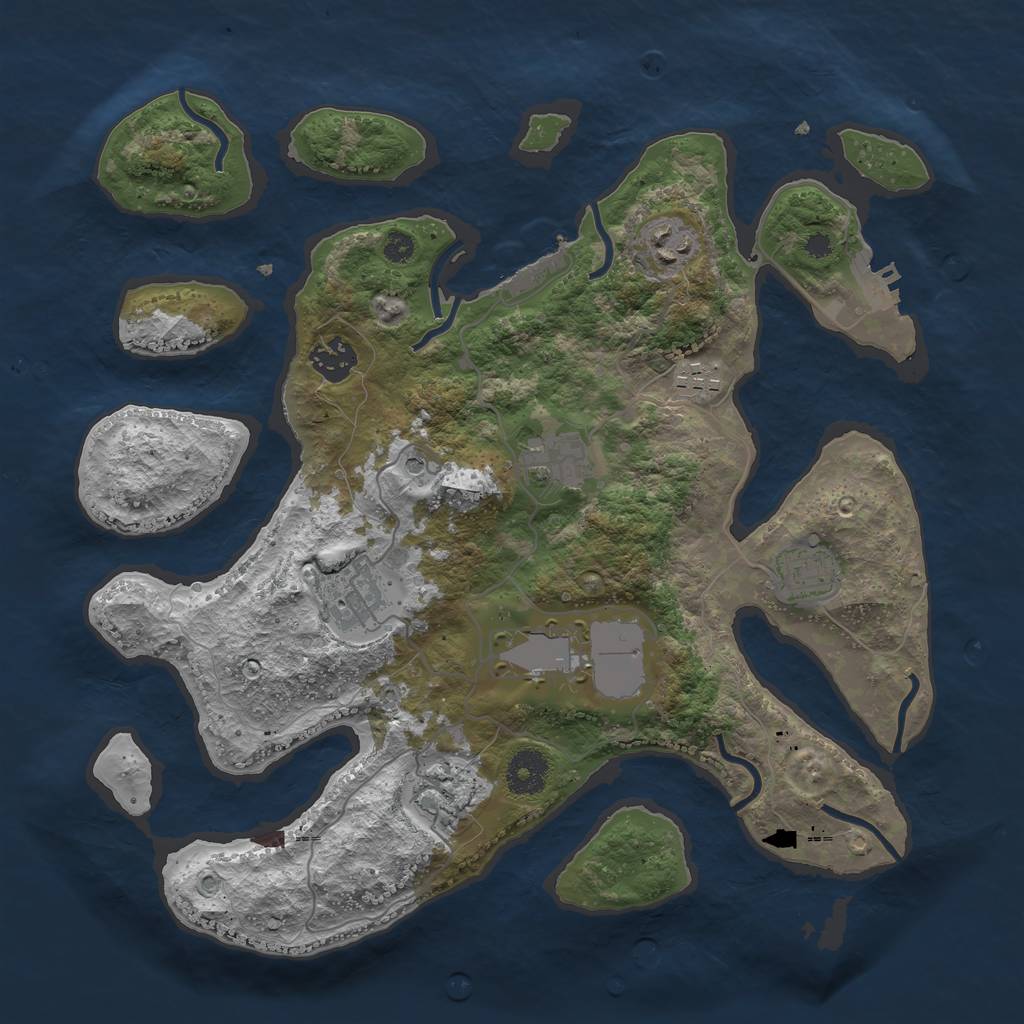 Rust Map: Procedural Map, Size: 3500, Seed: 157935985, 13 Monuments