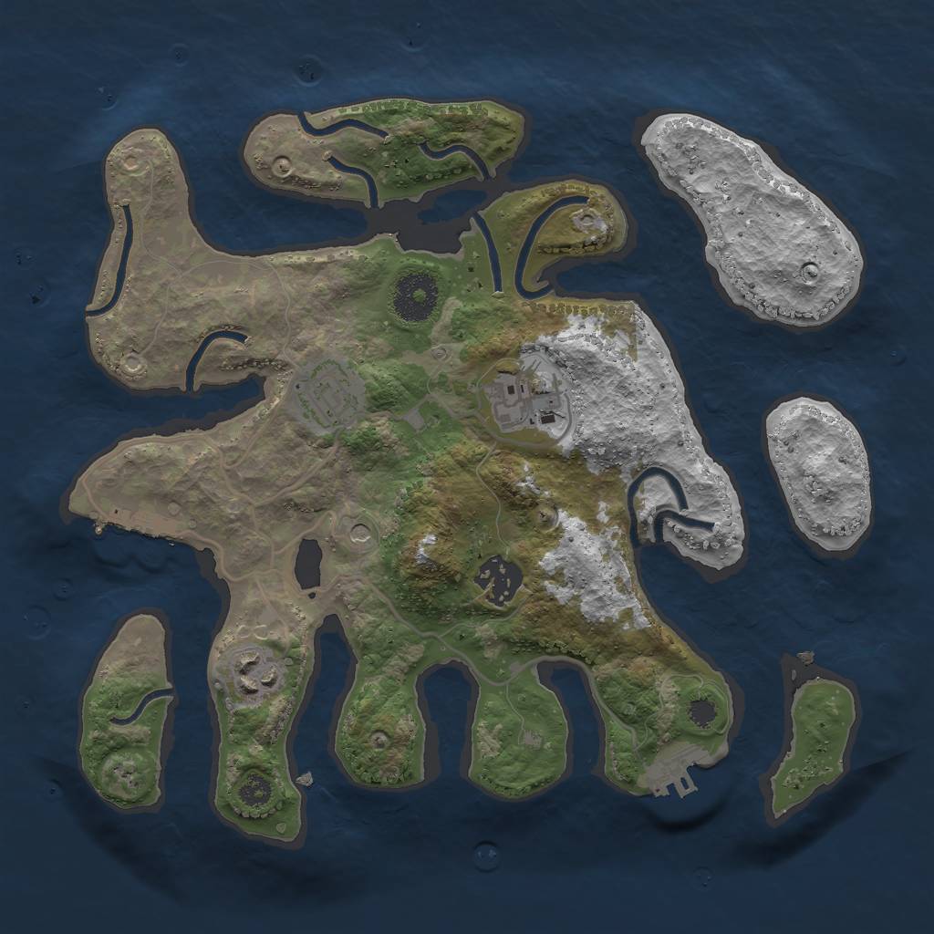Rust Map: Procedural Map, Size: 3000, Seed: 1939413627, 9 Monuments