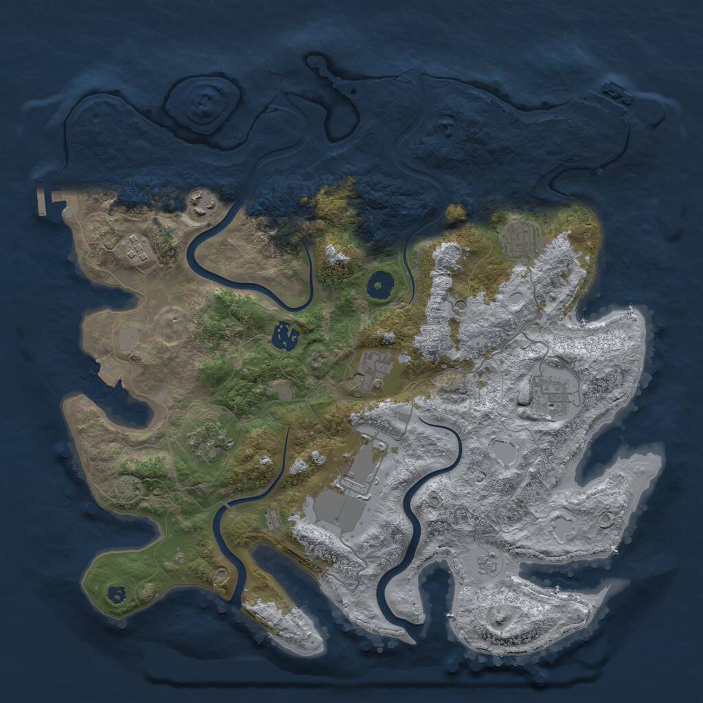 Rust Map: Procedural Map, Size: 3800, Seed: 396789336, 14 Monuments