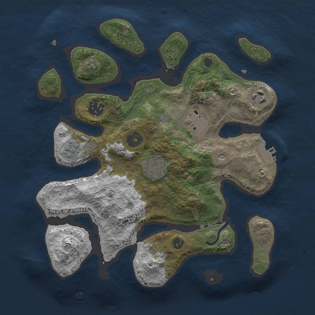 Rust Map: Procedural Map, Size: 3000, Seed: 352896, 9 Monuments