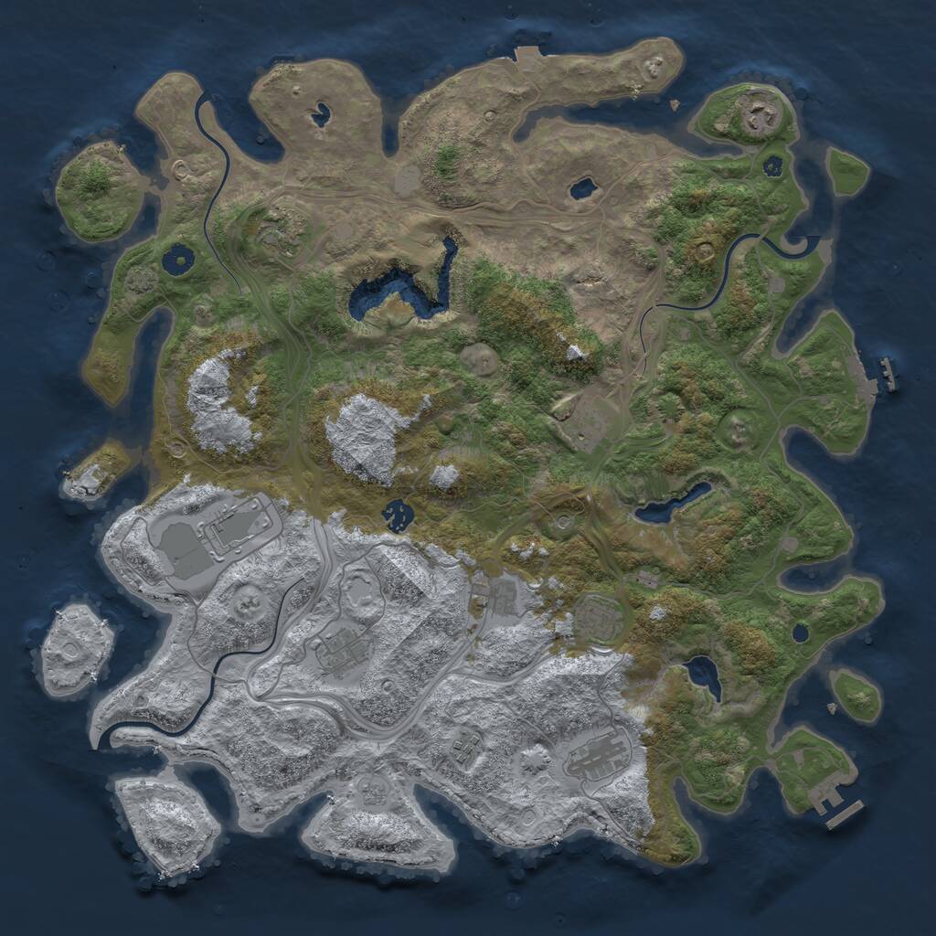 Rust Map: Procedural Map, Size: 4500, Seed: 9825, 16 Monuments