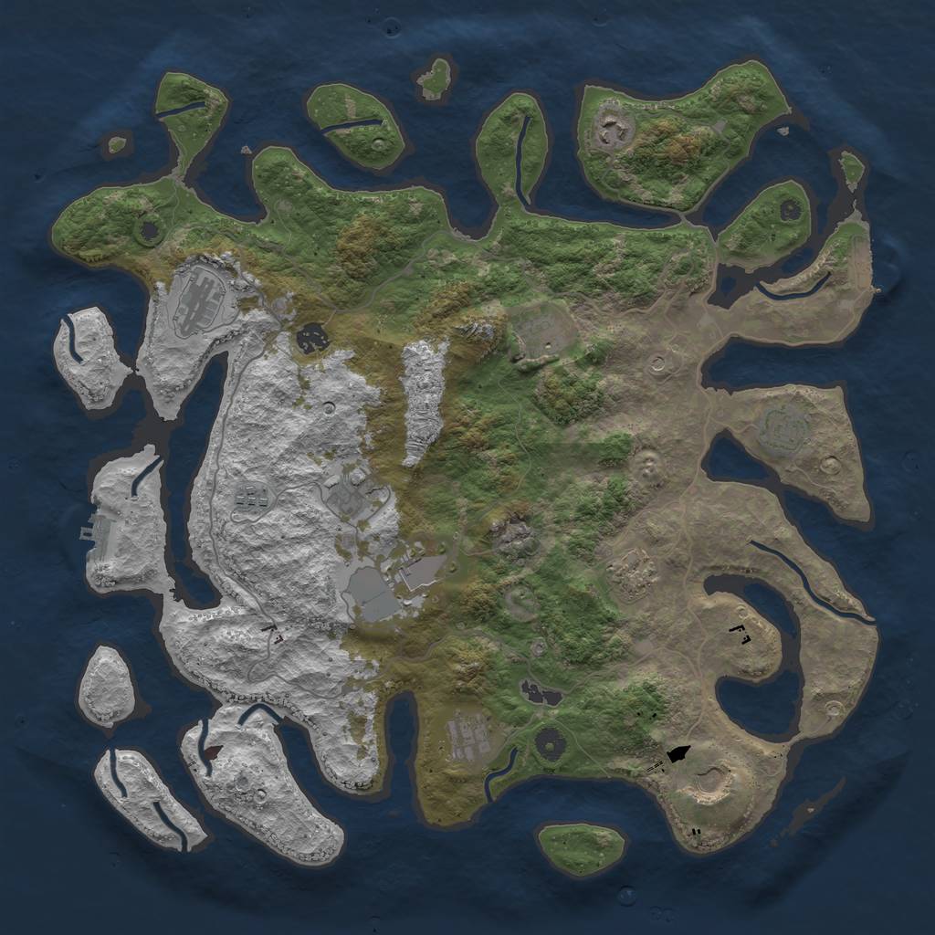 Rust Map: Procedural Map, Size: 4500, Seed: 9853, 16 Monuments