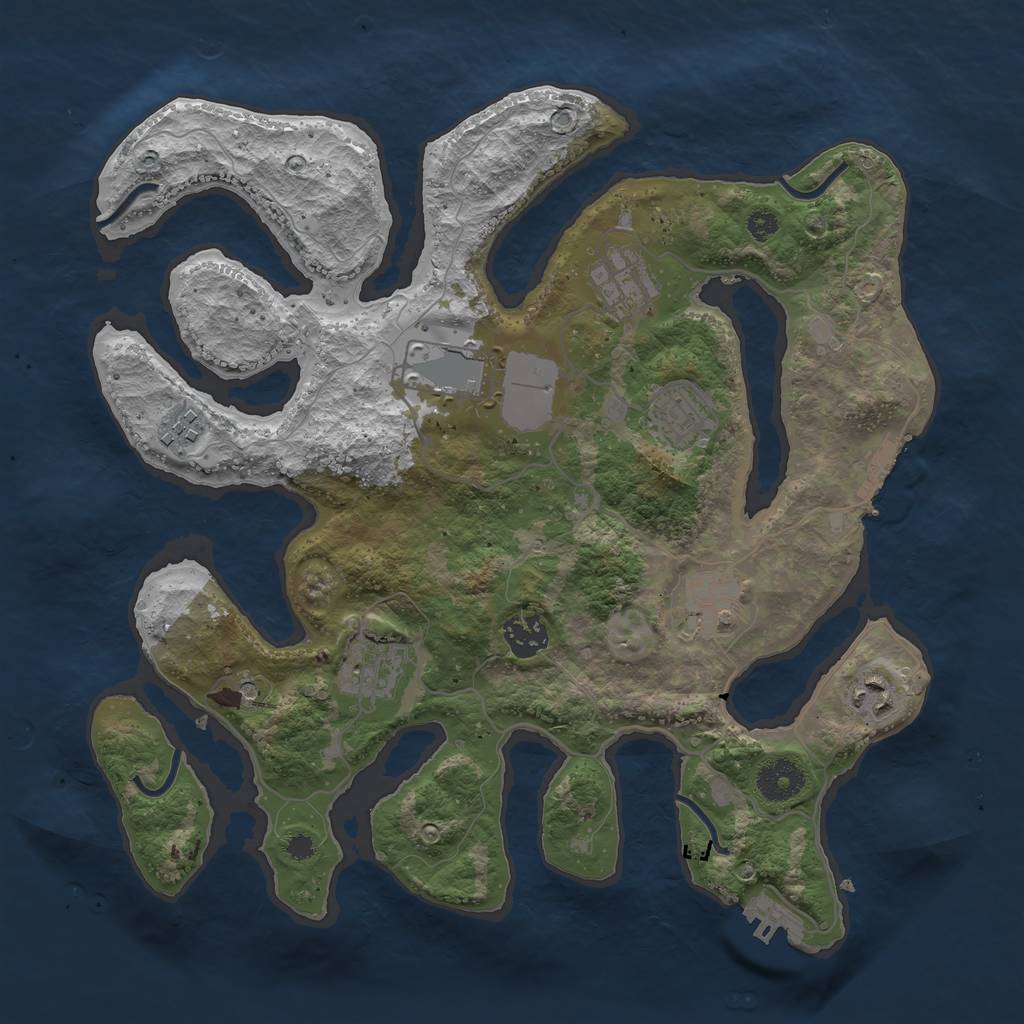 Rust Map: Procedural Map, Size: 3500, Seed: 25621, 13 Monuments