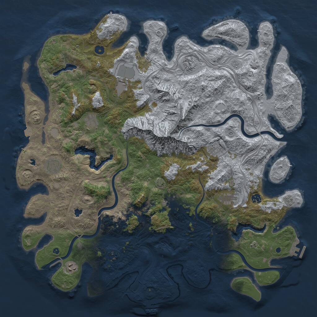 Rust Map: Procedural Map, Size: 5000, Seed: 92218236, 16 Monuments