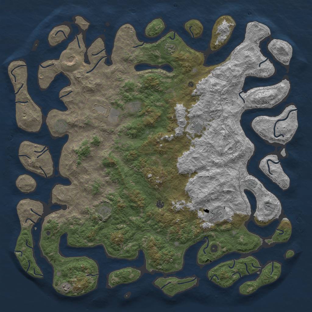 Rust Map: Procedural Map, Size: 6000, Seed: 1229010227, 14 Monuments