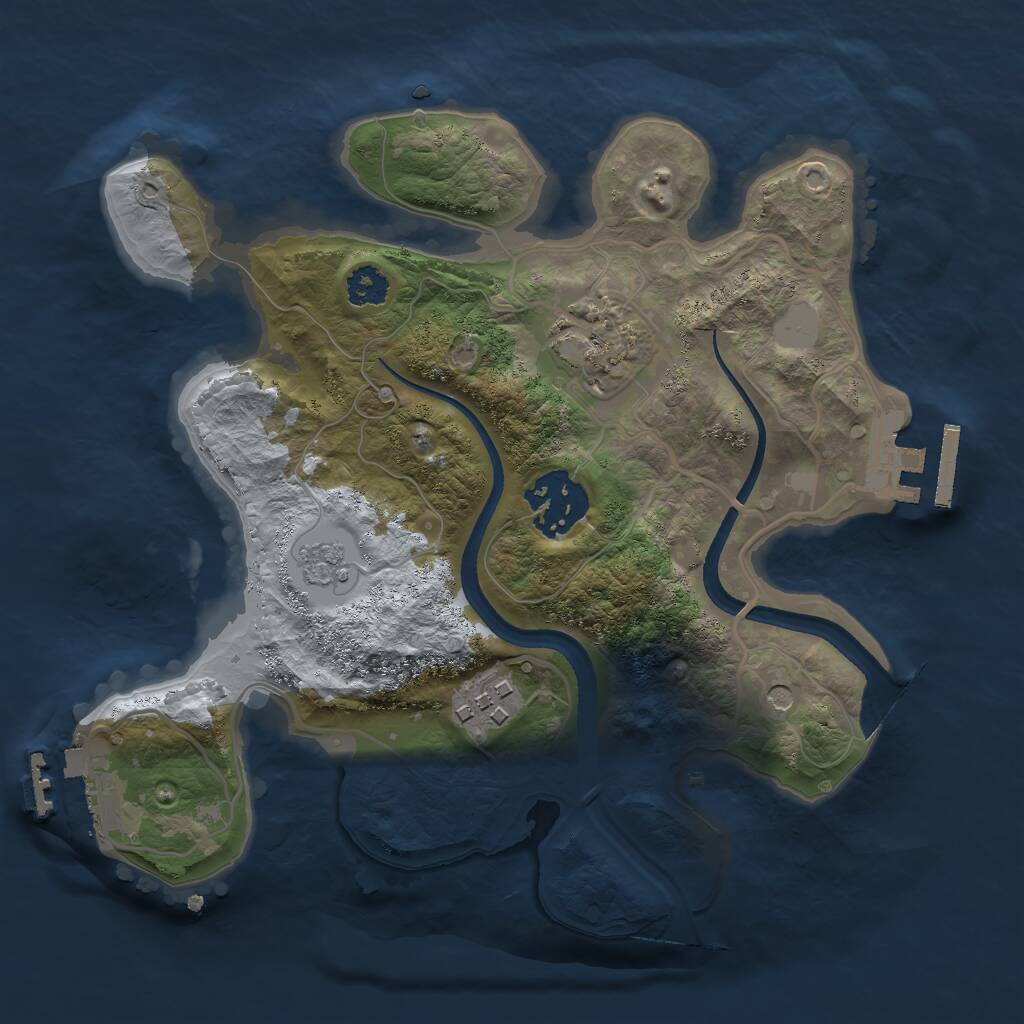 Rust Map: Procedural Map, Size: 2500, Seed: 74445985, 8 Monuments