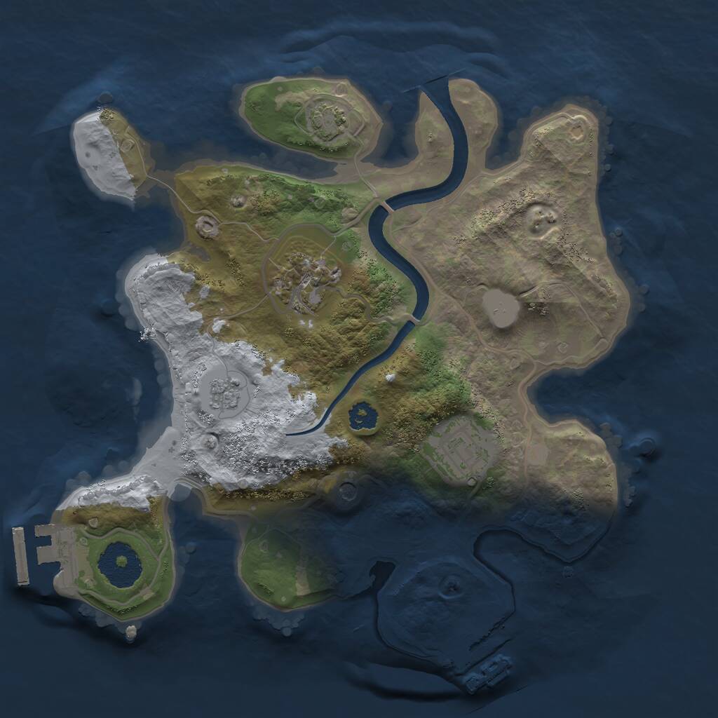 Rust Map: Procedural Map, Size: 2500, Seed: 74445985, 8 Monuments
