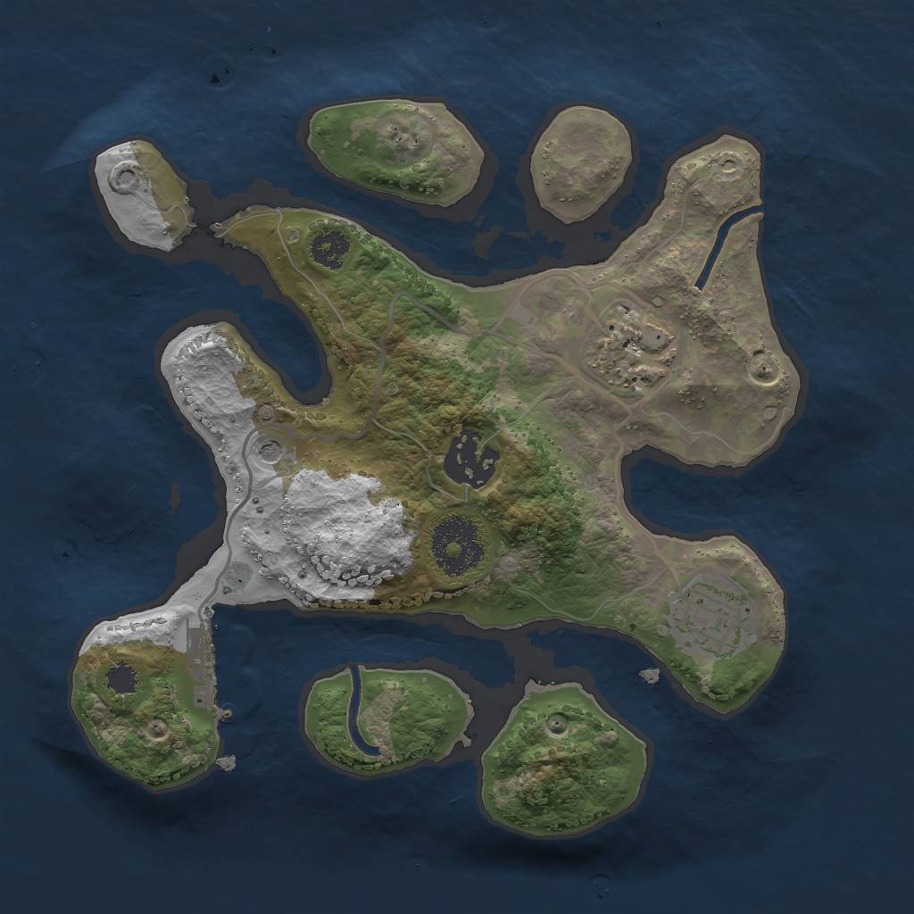 Rust Map: Procedural Map, Size: 2500, Seed: 74445985, 7 Monuments