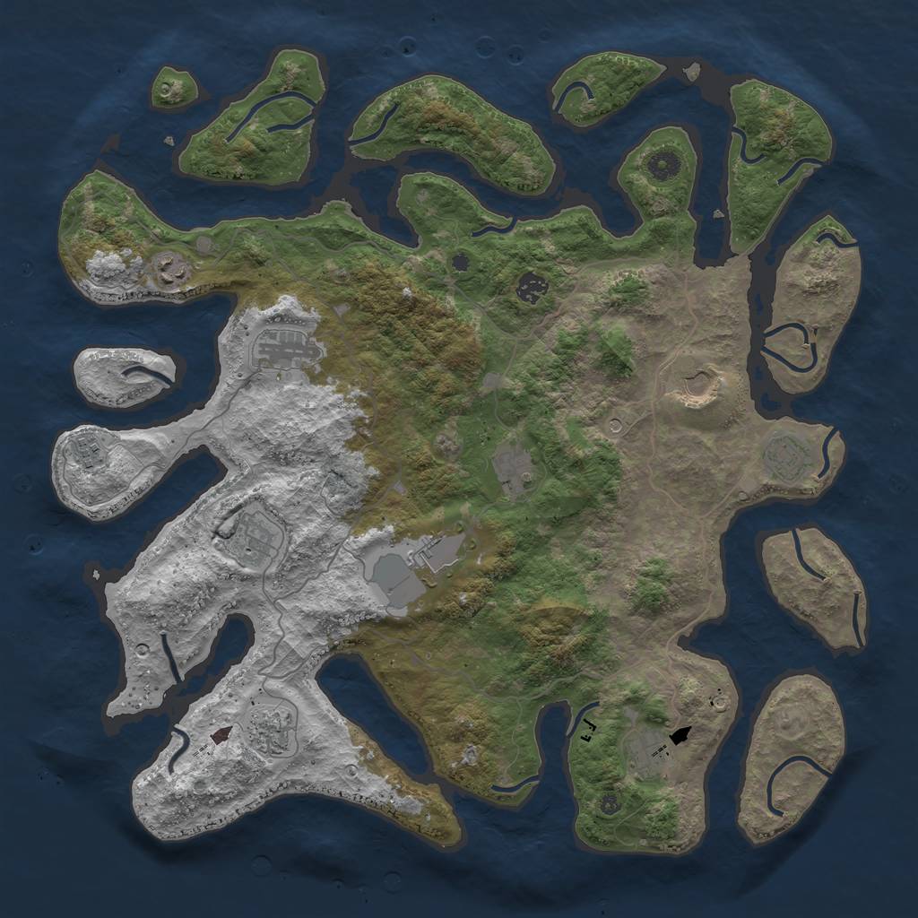 Rust Map: Procedural Map, Size: 4500, Seed: 1763446306, 14 Monuments