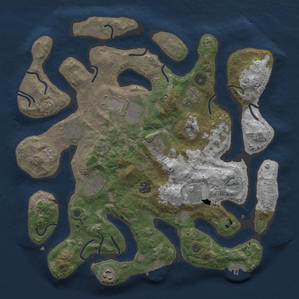 Rust Map: Procedural Map, Size: 3750, Seed: 1522834079, 14 Monuments