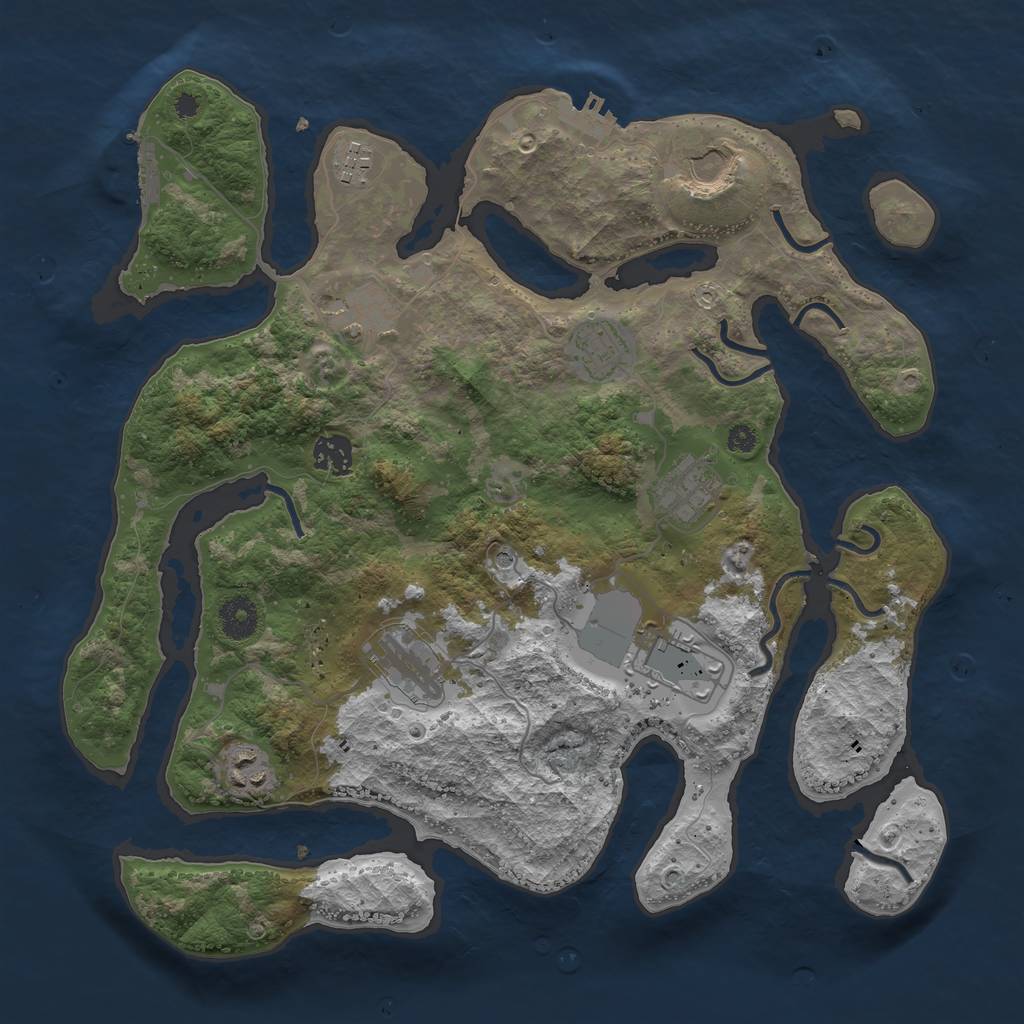 Rust Map: Procedural Map, Size: 3700, Seed: 2340569, 14 Monuments