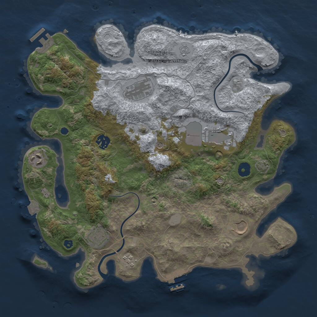 Rust Map: Procedural Map, Size: 3500, Seed: 655379322, 13 Monuments