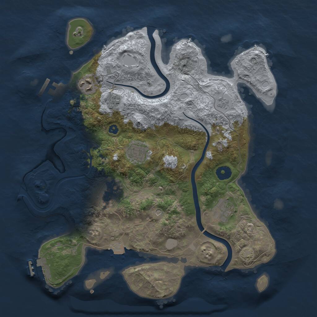 Rust Map: Procedural Map, Size: 3250, Seed: 645513688, 11 Monuments