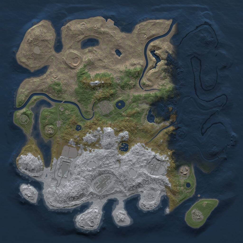 Rust Map: Procedural Map, Size: 4000, Seed: 104922326, 13 Monuments