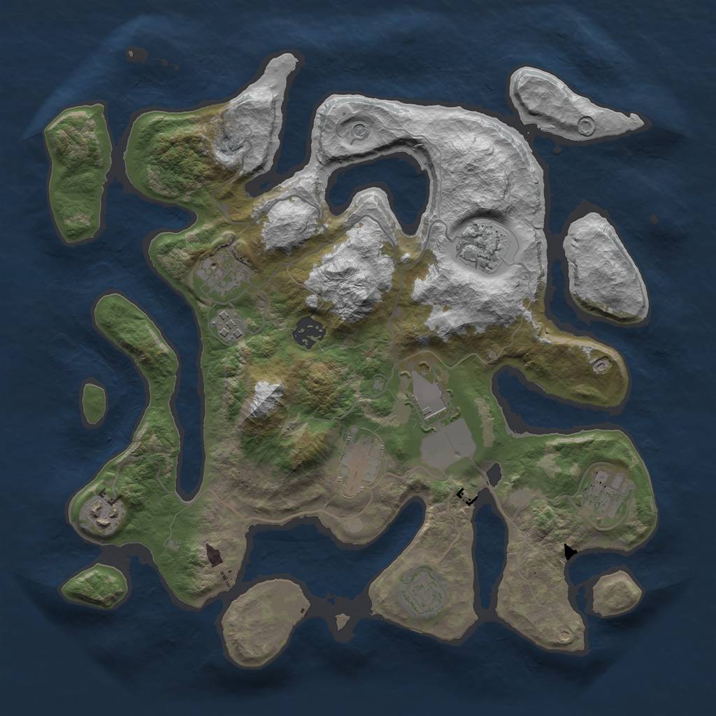 Rust Map: Barren, Size: 3500, Seed: 12312, 12 Monuments
