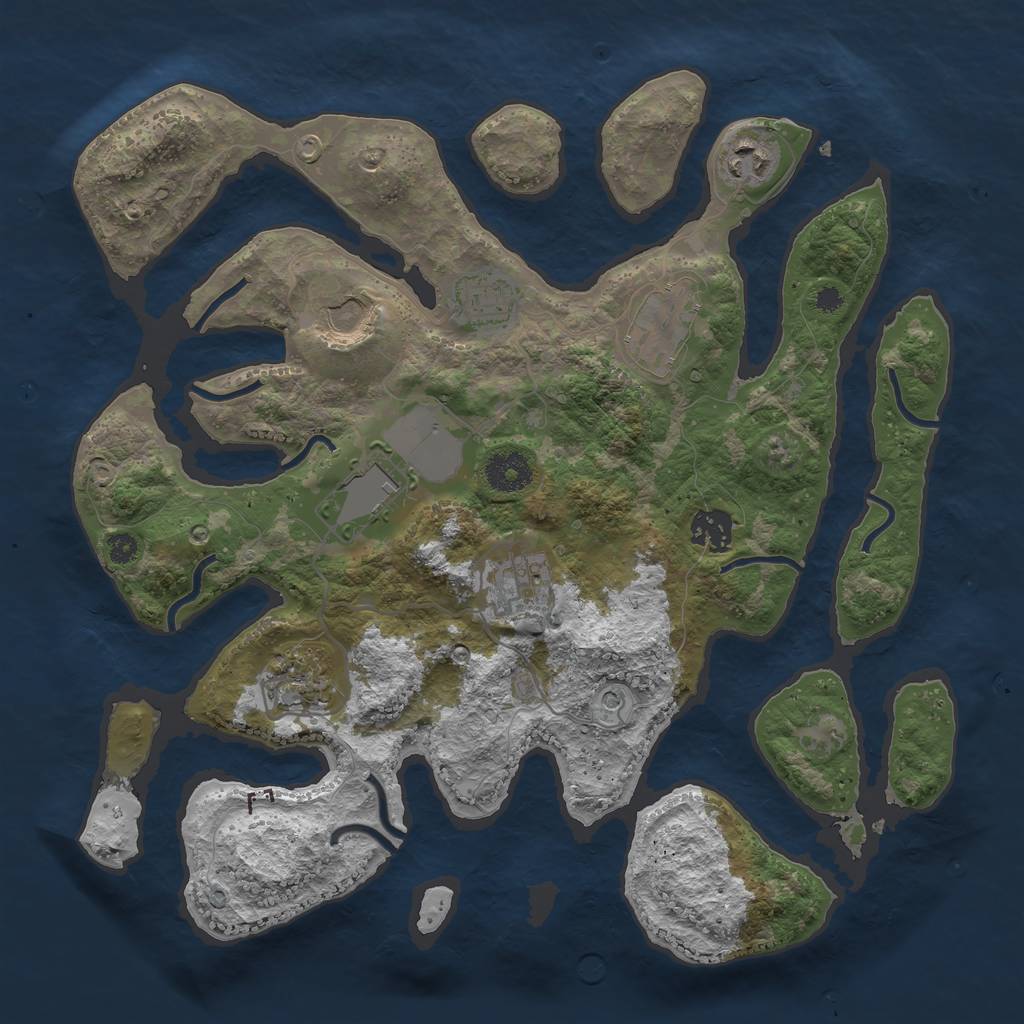 Rust Map: Procedural Map, Size: 3500, Seed: 1323842074, 11 Monuments