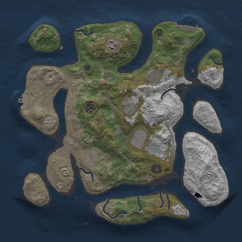 Rust Map: Procedural Map, Size: 3500, Seed: 1320586799, 12 Monuments