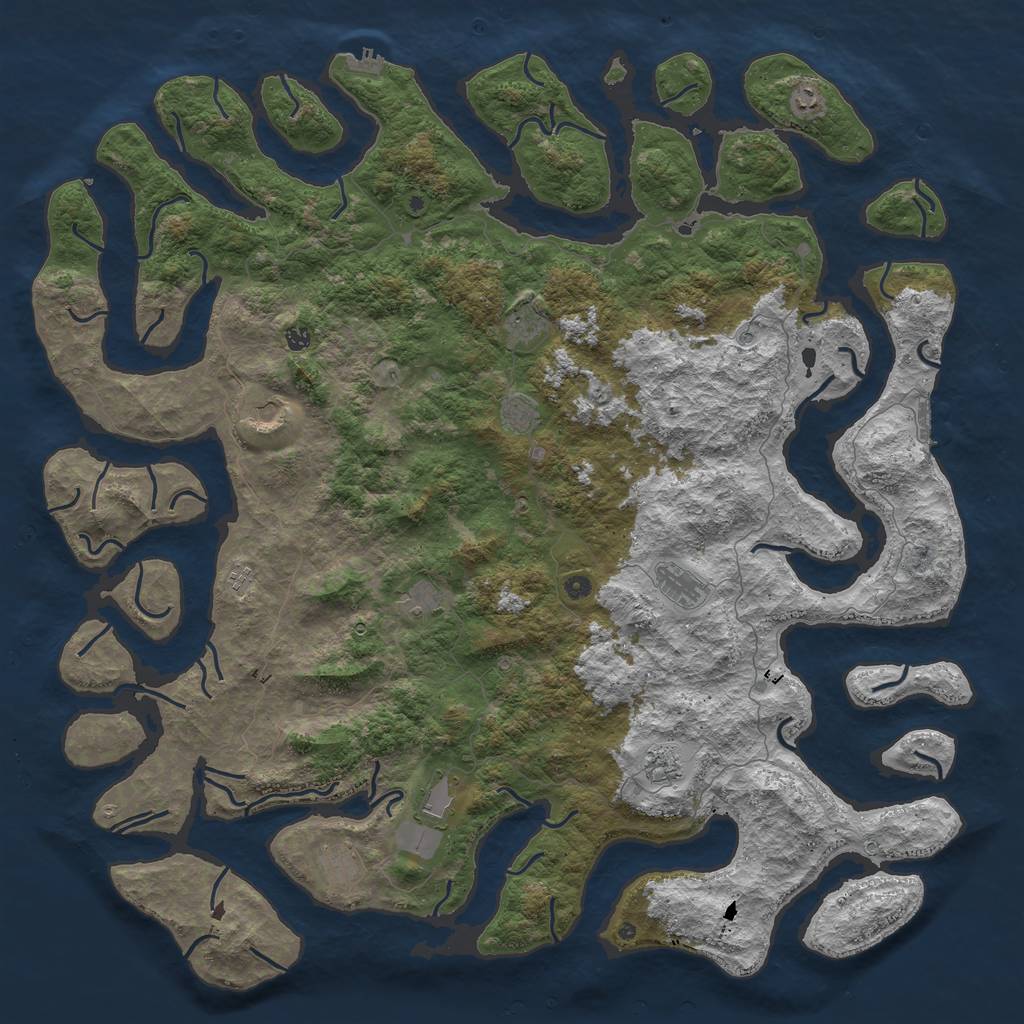 Rust Map: Procedural Map, Size: 6000, Seed: 81376194, 16 Monuments