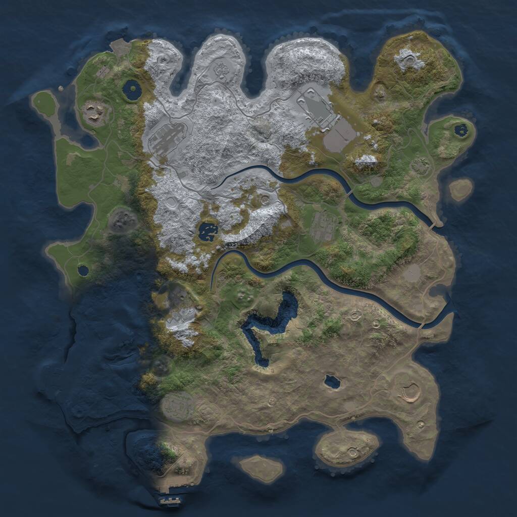 Rust Map: Procedural Map, Size: 4000, Seed: 1005221132, 14 Monuments