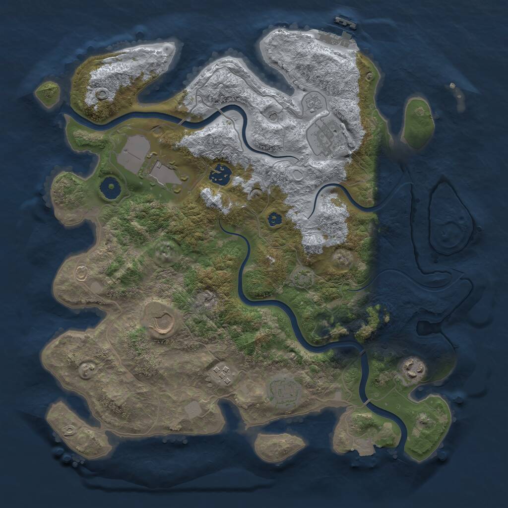 Rust Map: Procedural Map, Size: 3650, Seed: 758781749, 12 Monuments