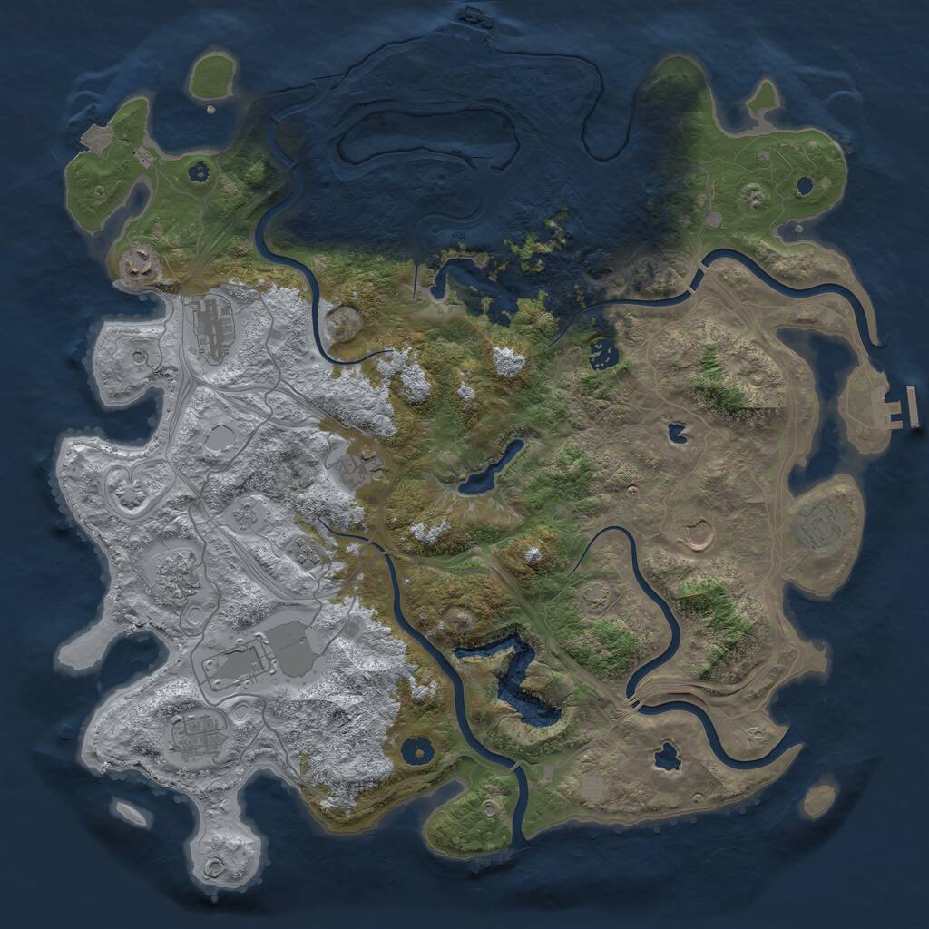 Rust Map: Procedural Map, Size: 4500, Seed: 2737, 16 Monuments