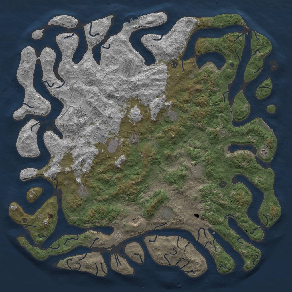 Rust Map: Procedural Map, Size: 6000, Seed: 80376194, 16 Monuments