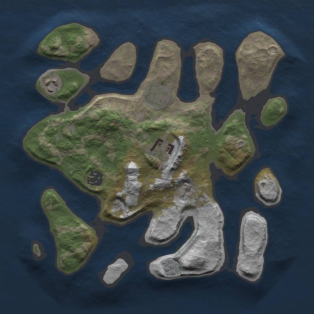 Rust Map: Barren, Size: 3000, Seed: 126522683, 8 Monuments