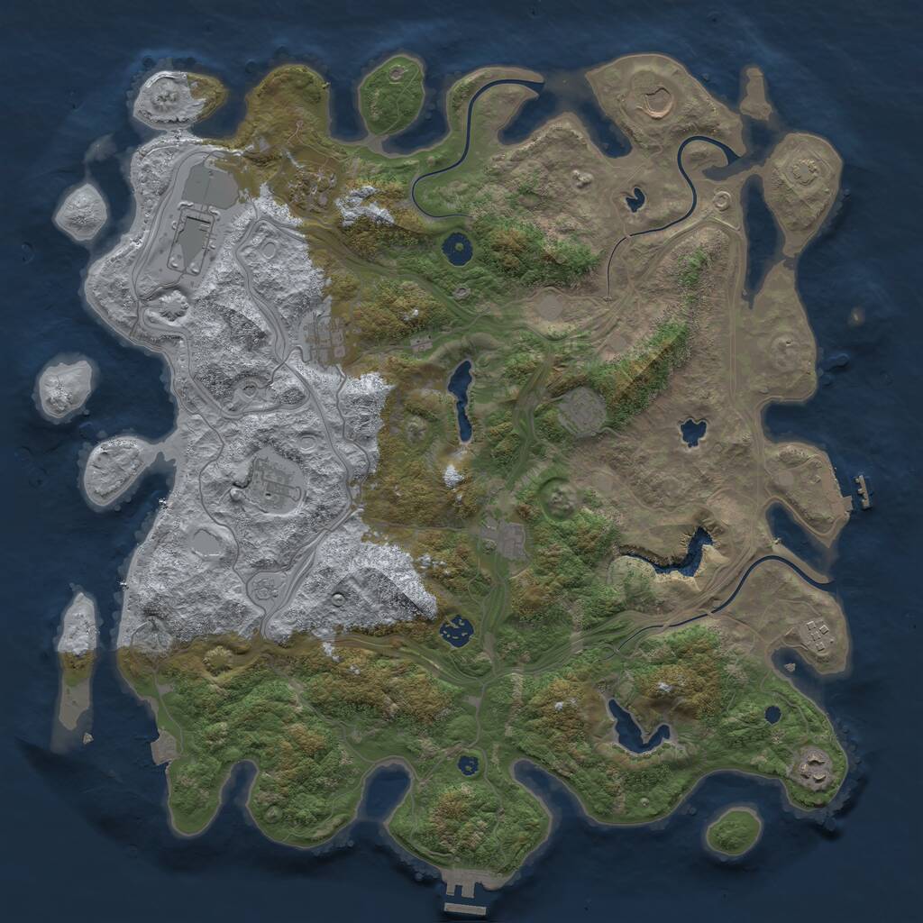 Rust Map: Procedural Map, Size: 4500, Seed: 91524, 16 Monuments