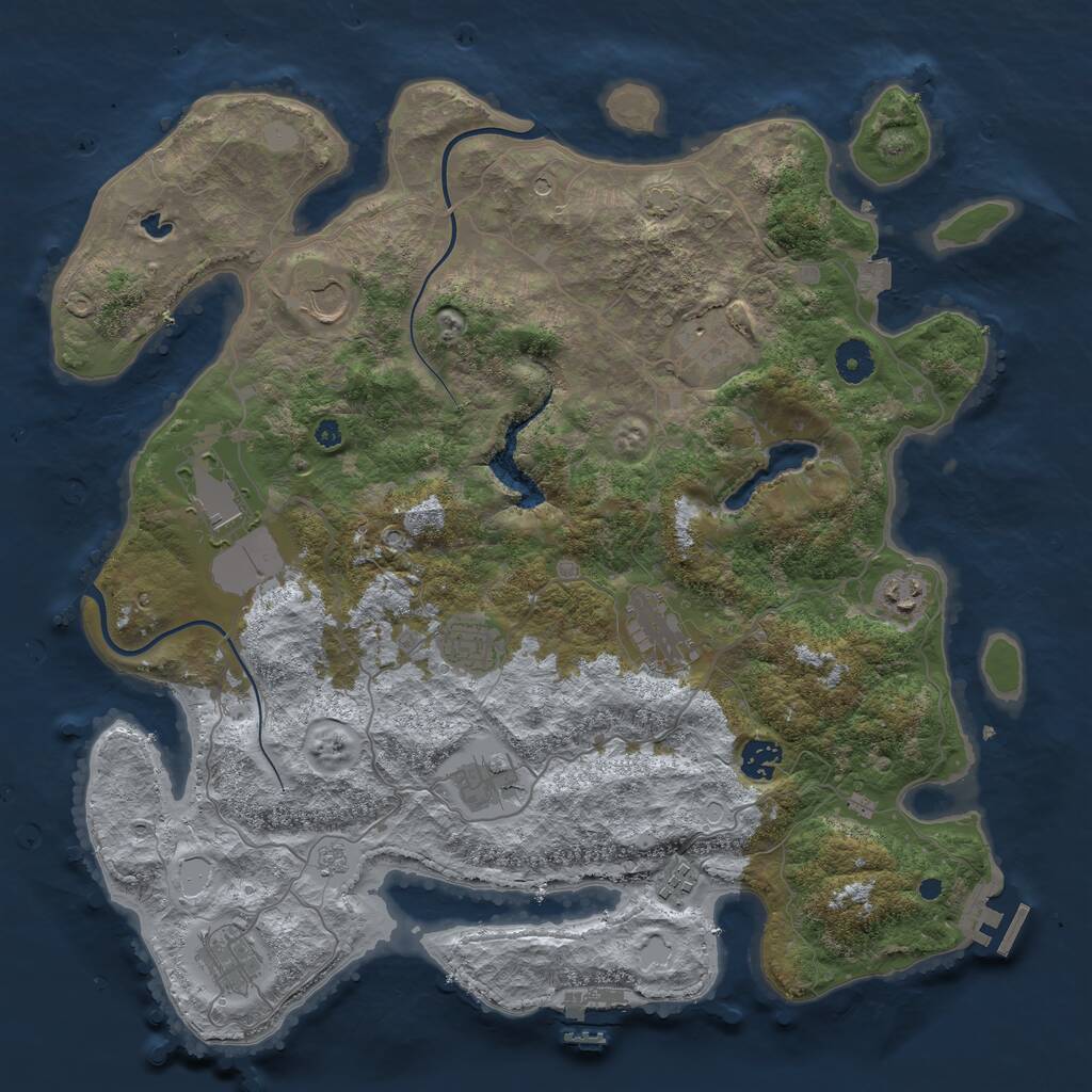 Rust Map: Procedural Map, Size: 4000, Seed: 147654025, 16 Monuments