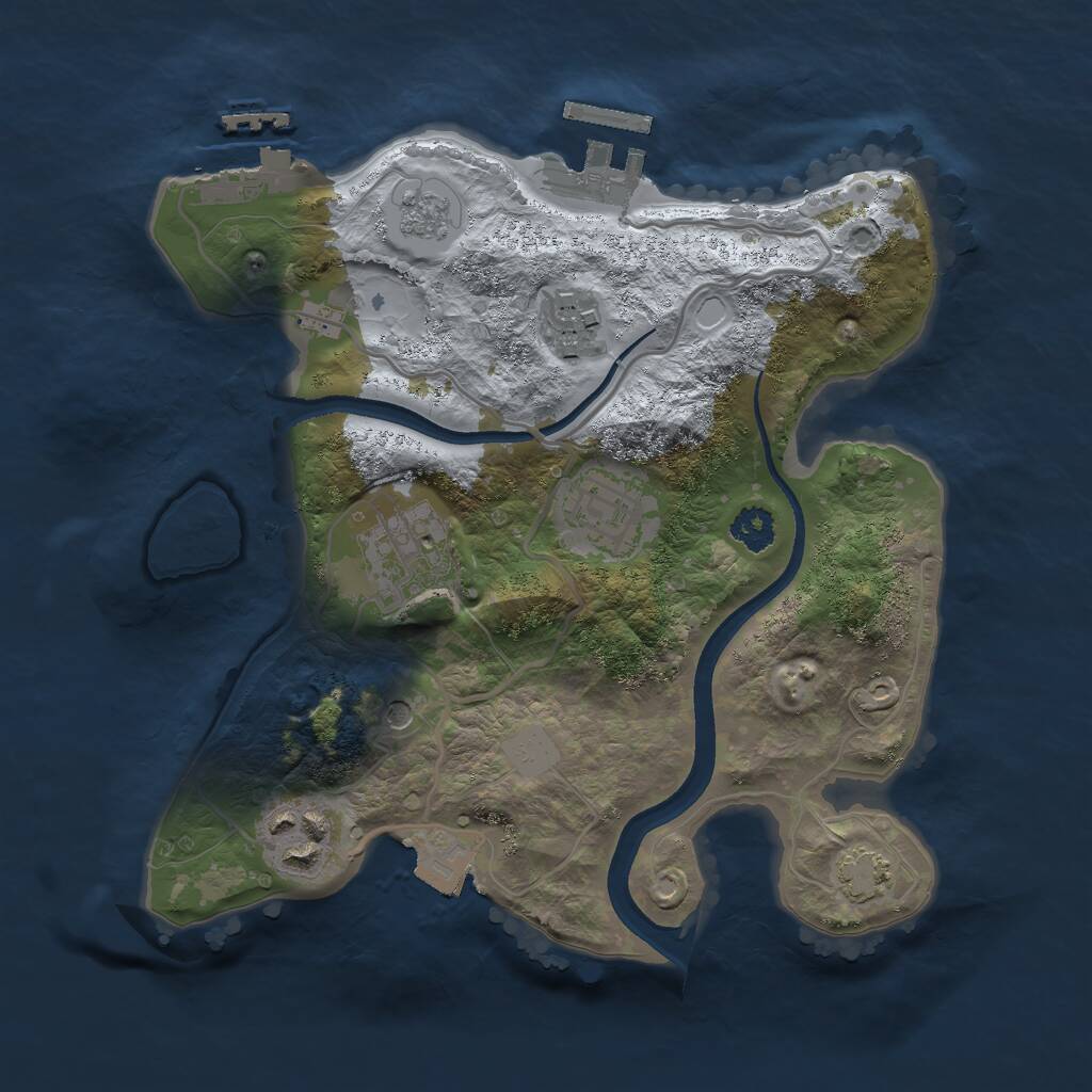 Rust Map: Procedural Map, Size: 2500, Seed: 4688953, 10 Monuments