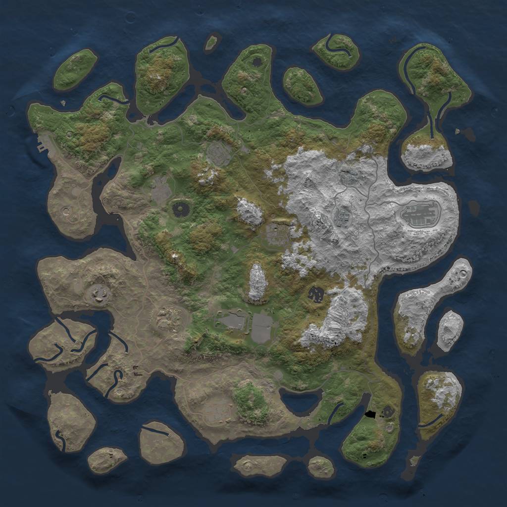 Rust Map: Procedural Map, Size: 4630, Seed: 32948545, 14 Monuments