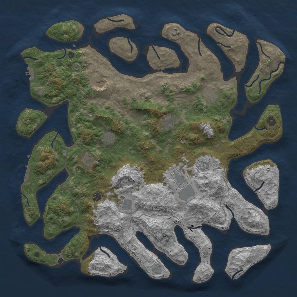 Rust Map: Procedural Map, Size: 5000, Seed: 1970243679, 16 Monuments