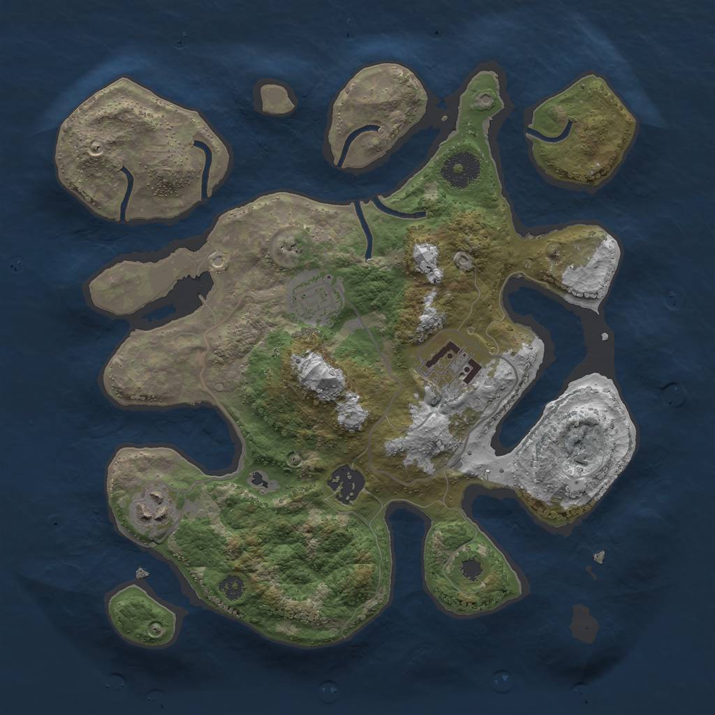 Rust Map: Procedural Map, Size: 3000, Seed: 1183111583, 6 Monuments