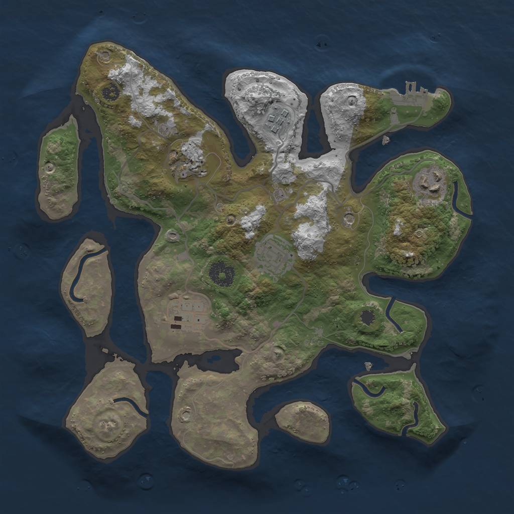 Rust Map: Procedural Map, Size: 3000, Seed: 419338828, 9 Monuments