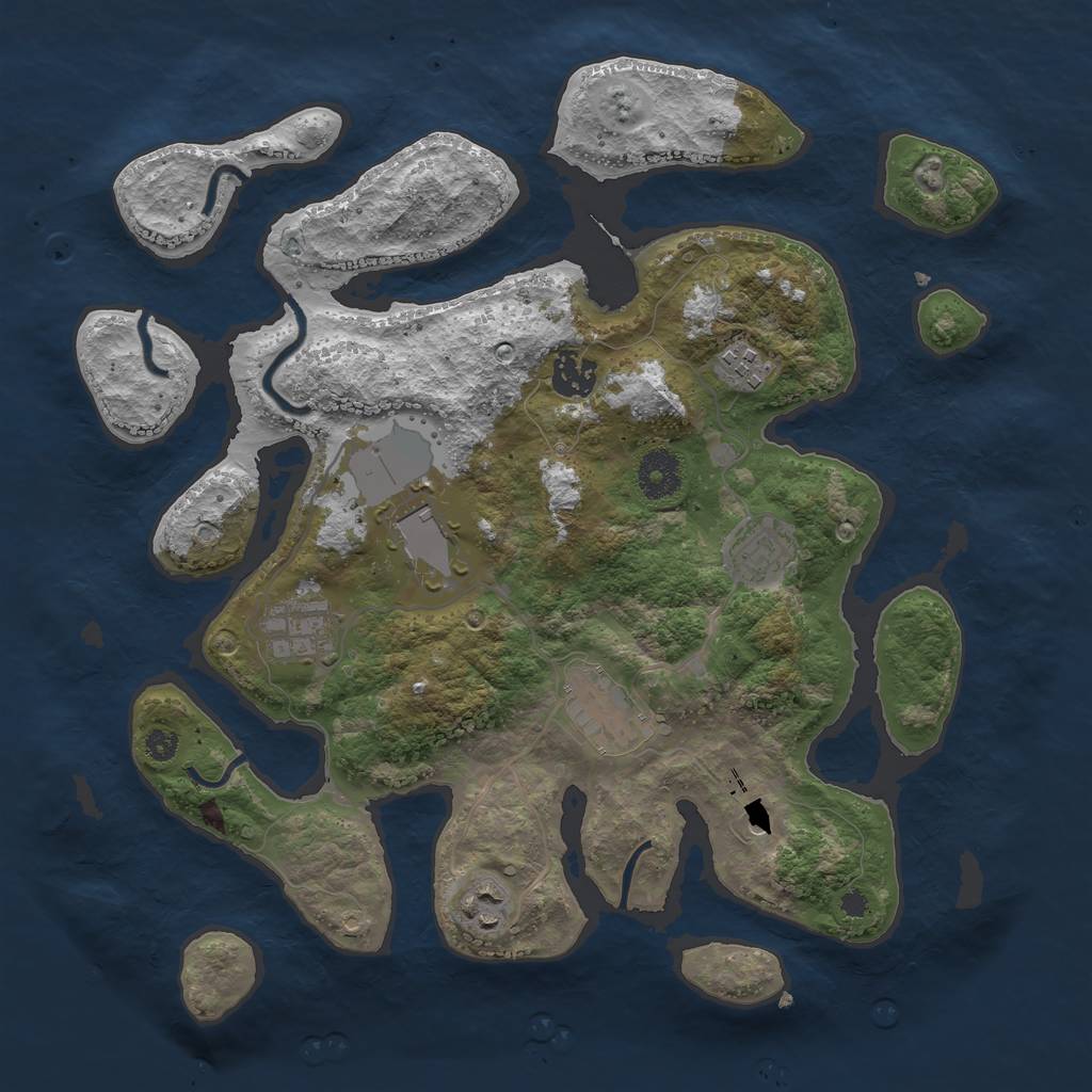 Rust Map: Procedural Map, Size: 3500, Seed: 748034675, 10 Monuments