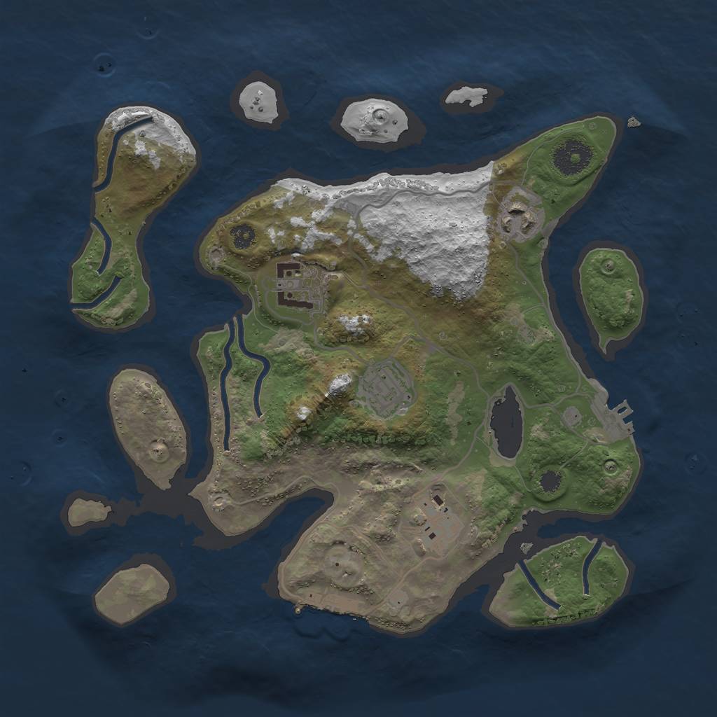 Rust Map: Procedural Map, Size: 3000, Seed: 1936287175, 8 Monuments