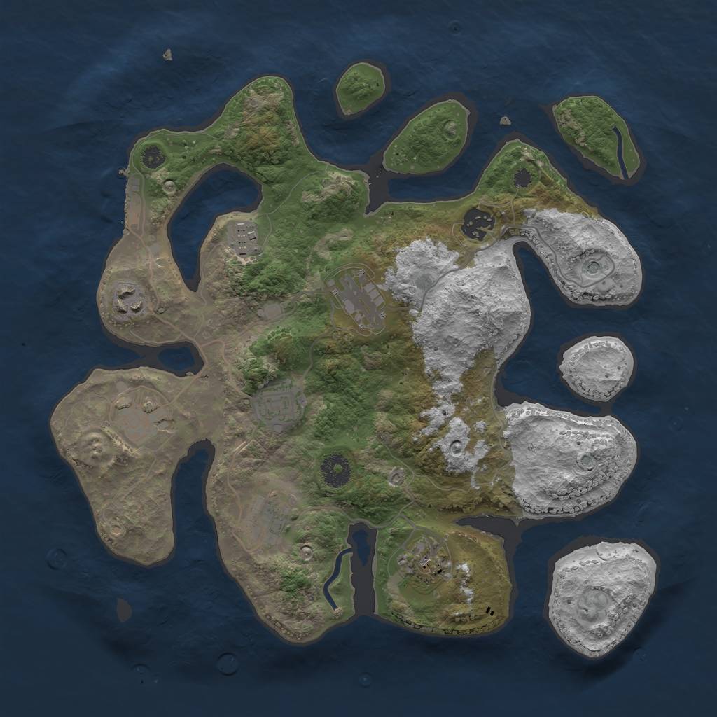 Rust Map: Procedural Map, Size: 3400, Seed: 1222554110, 12 Monuments