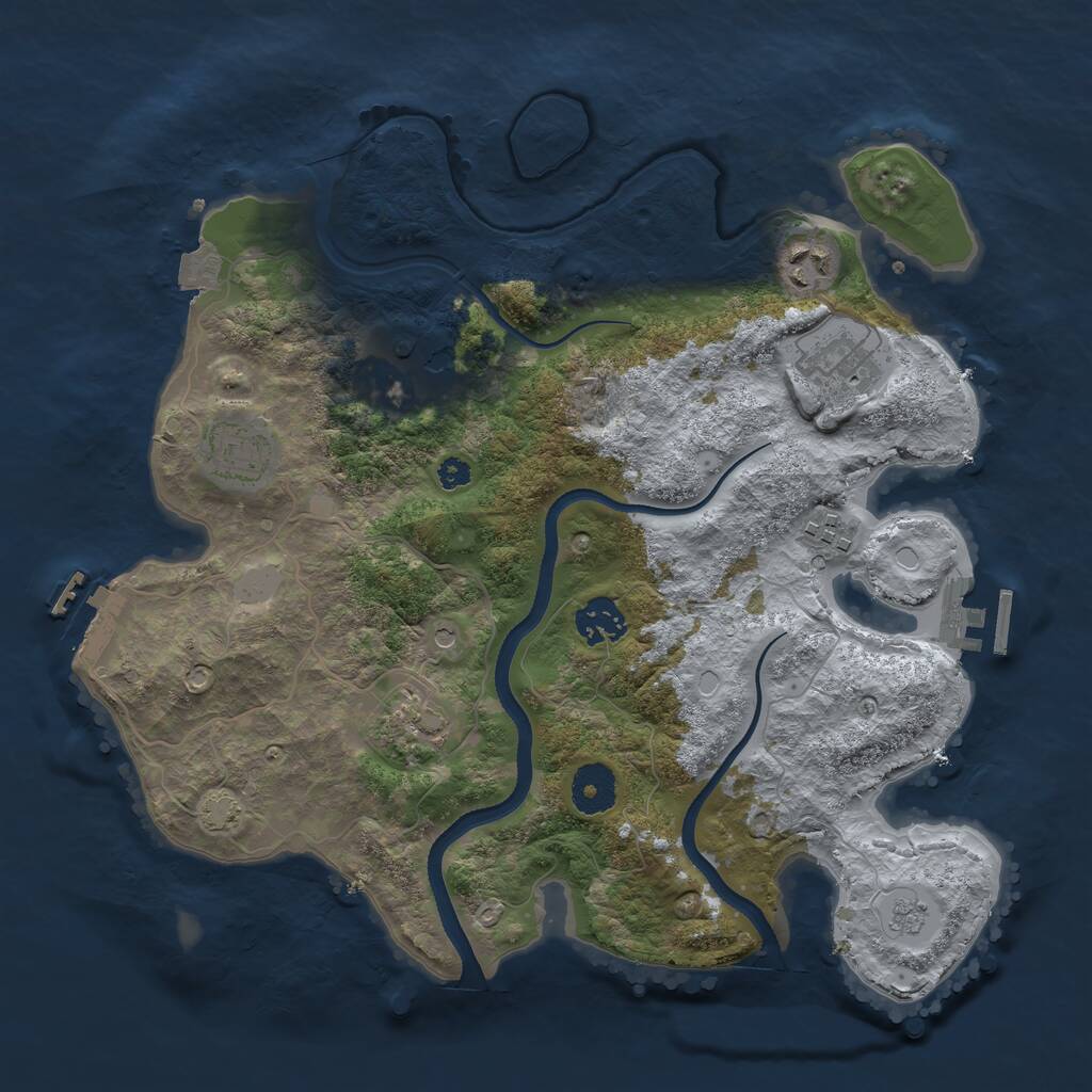 Rust Map: Procedural Map, Size: 3400, Seed: 1222554110, 13 Monuments