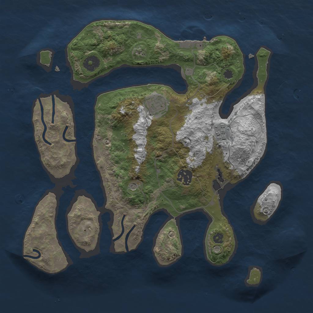 Rust Map: Procedural Map, Size: 3000, Seed: 34523, 7 Monuments