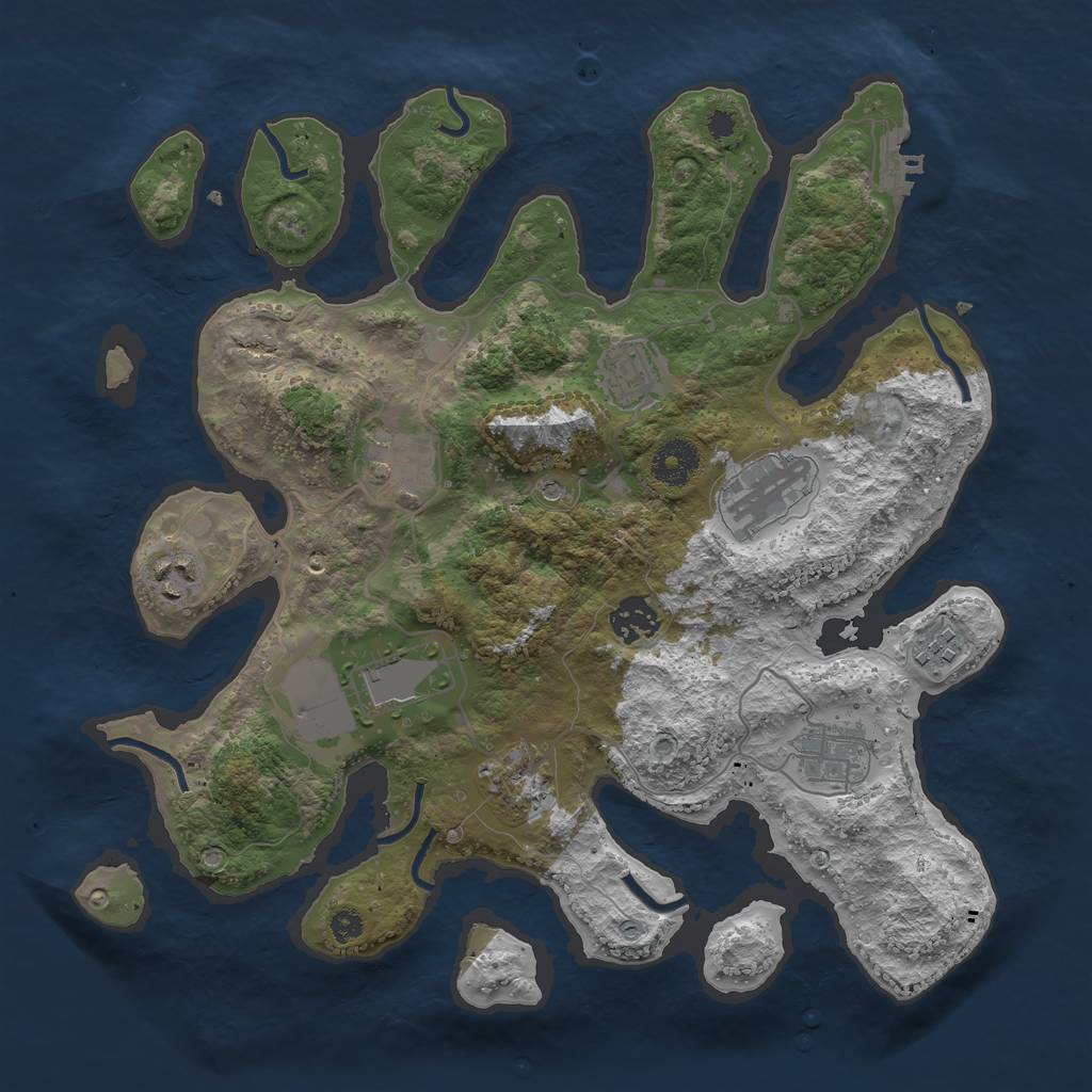 Rust Map: Procedural Map, Size: 3500, Seed: 1599239145, 13 Monuments