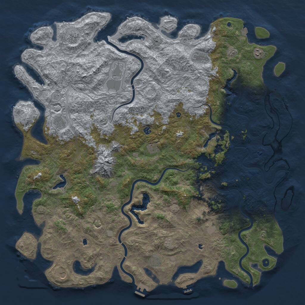Rust Map: Procedural Map, Size: 6000, Seed: 345432, 17 Monuments