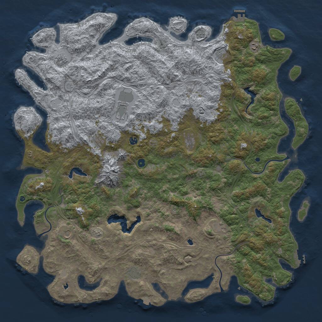 Rust Map: Procedural Map, Size: 6000, Seed: 345432, 17 Monuments