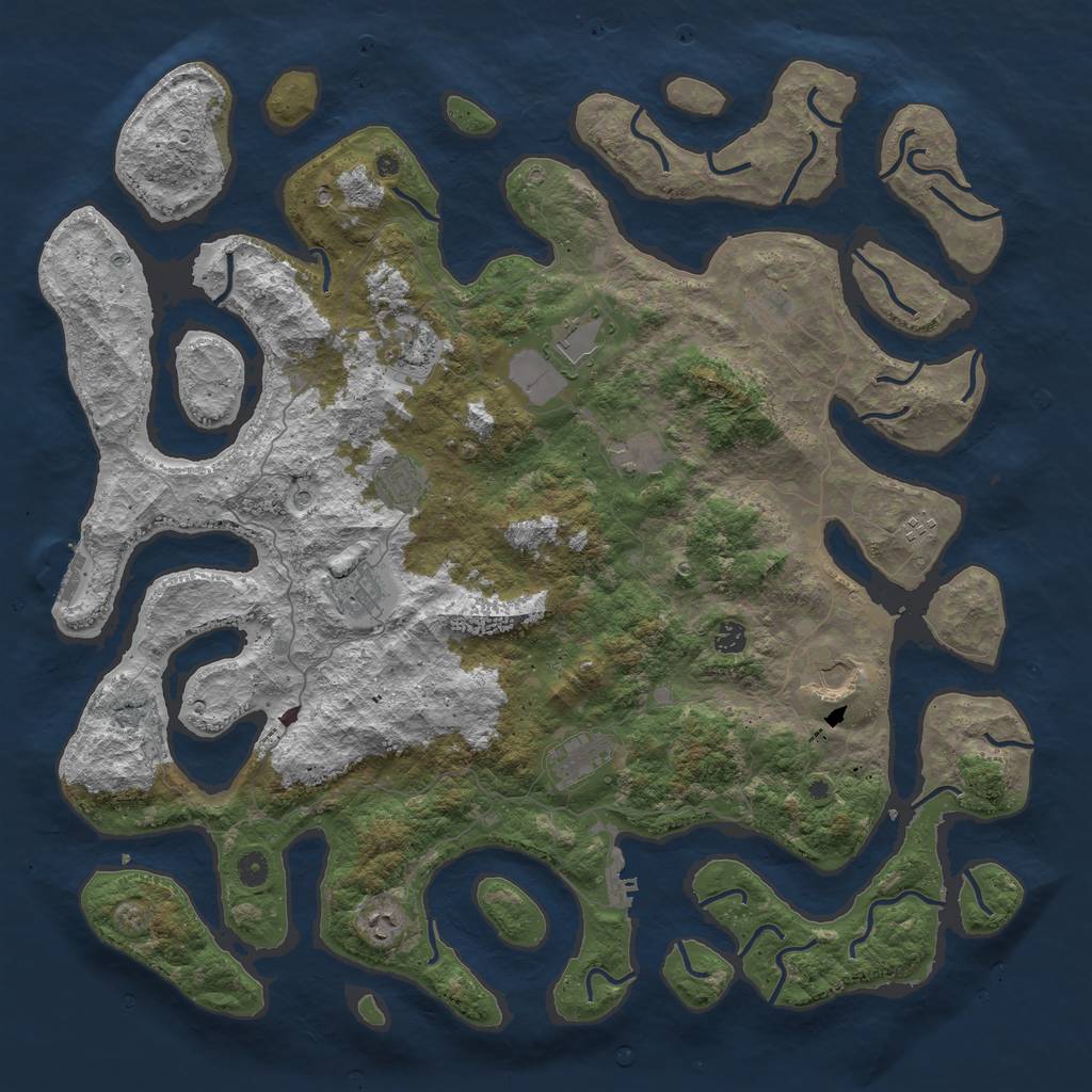 Rust Map: Procedural Map, Size: 5000, Seed: 784532, 16 Monuments