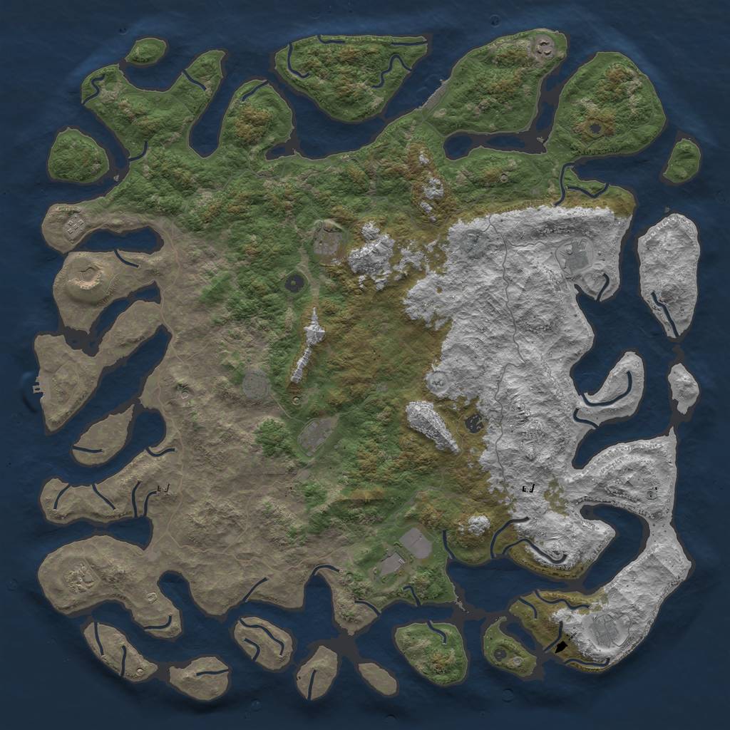 Rust Map: Procedural Map, Size: 6000, Seed: 1503, 16 Monuments