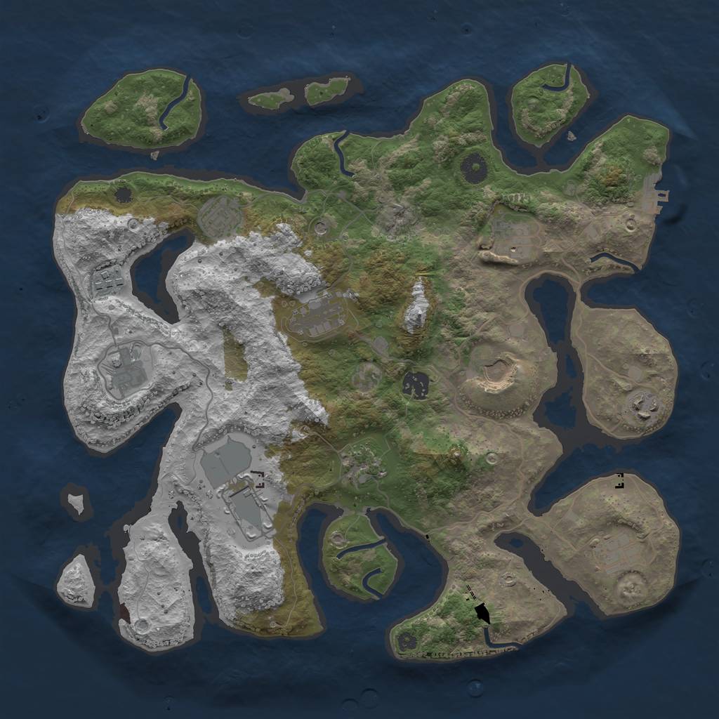 Rust Map: Procedural Map, Size: 3850, Seed: 515361812, 15 Monuments