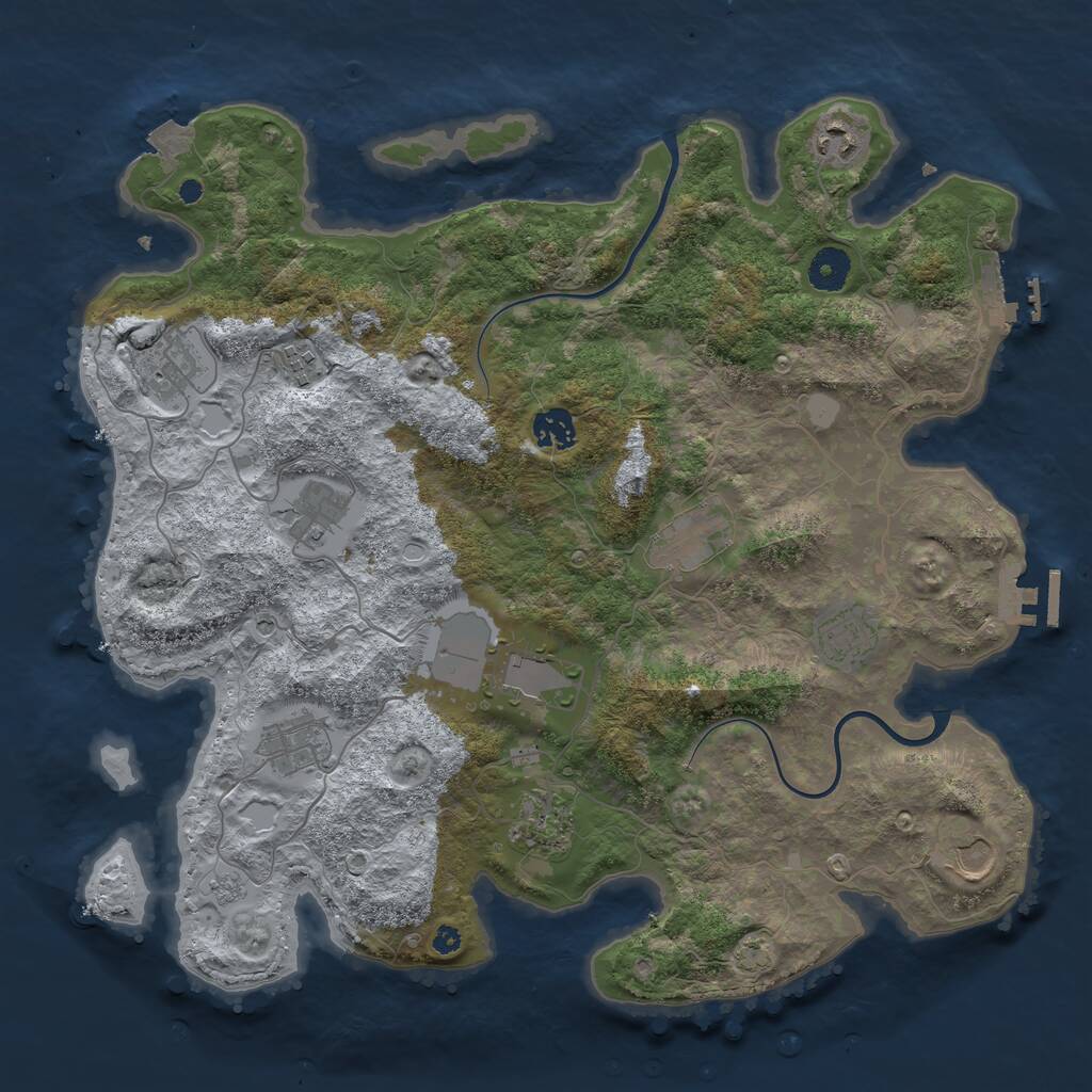 Rust Map: Procedural Map, Size: 3850, Seed: 515361812, 17 Monuments