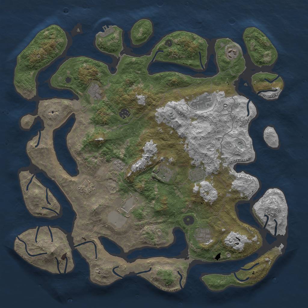 Rust Map: Procedural Map, Size: 4500, Seed: 5446, 14 Monuments
